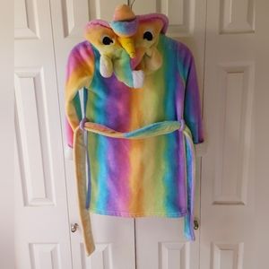 Girls Rainbow Unicorn Sherpa Lined Robe, size 3-4